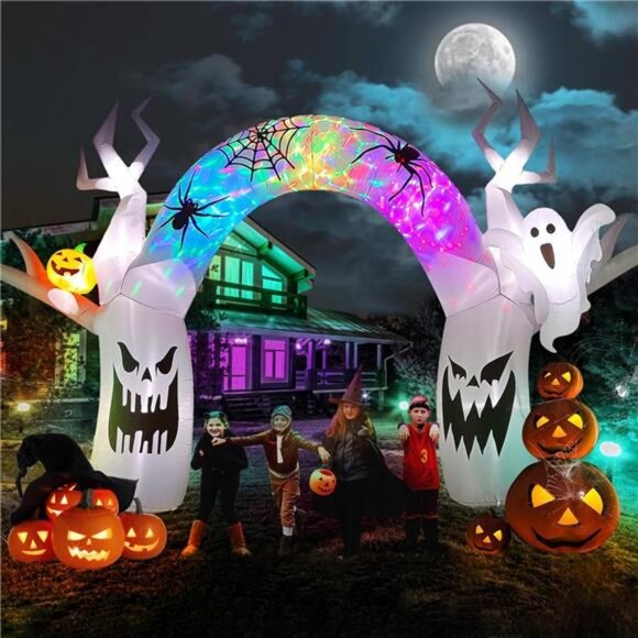 10FT Halloween Inflatable Decoration Colorful Pumpkin Ghost Decoration